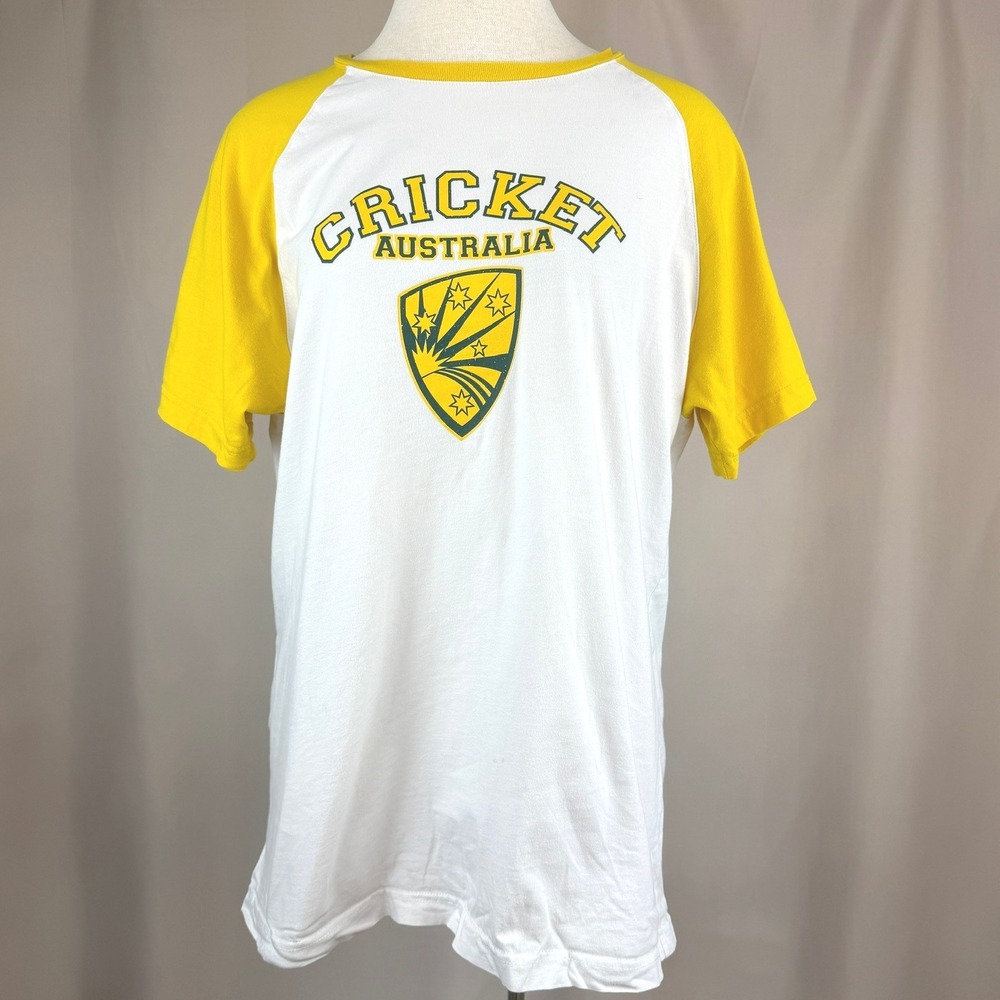 Vintage CRICKET Australia Mens (M) T-Shirt ASICS Jersey Sports Cotton